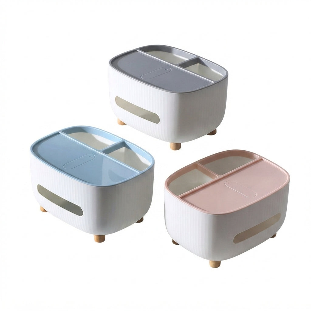 Multifunctional Desk Storage Box with Tissue Holder.