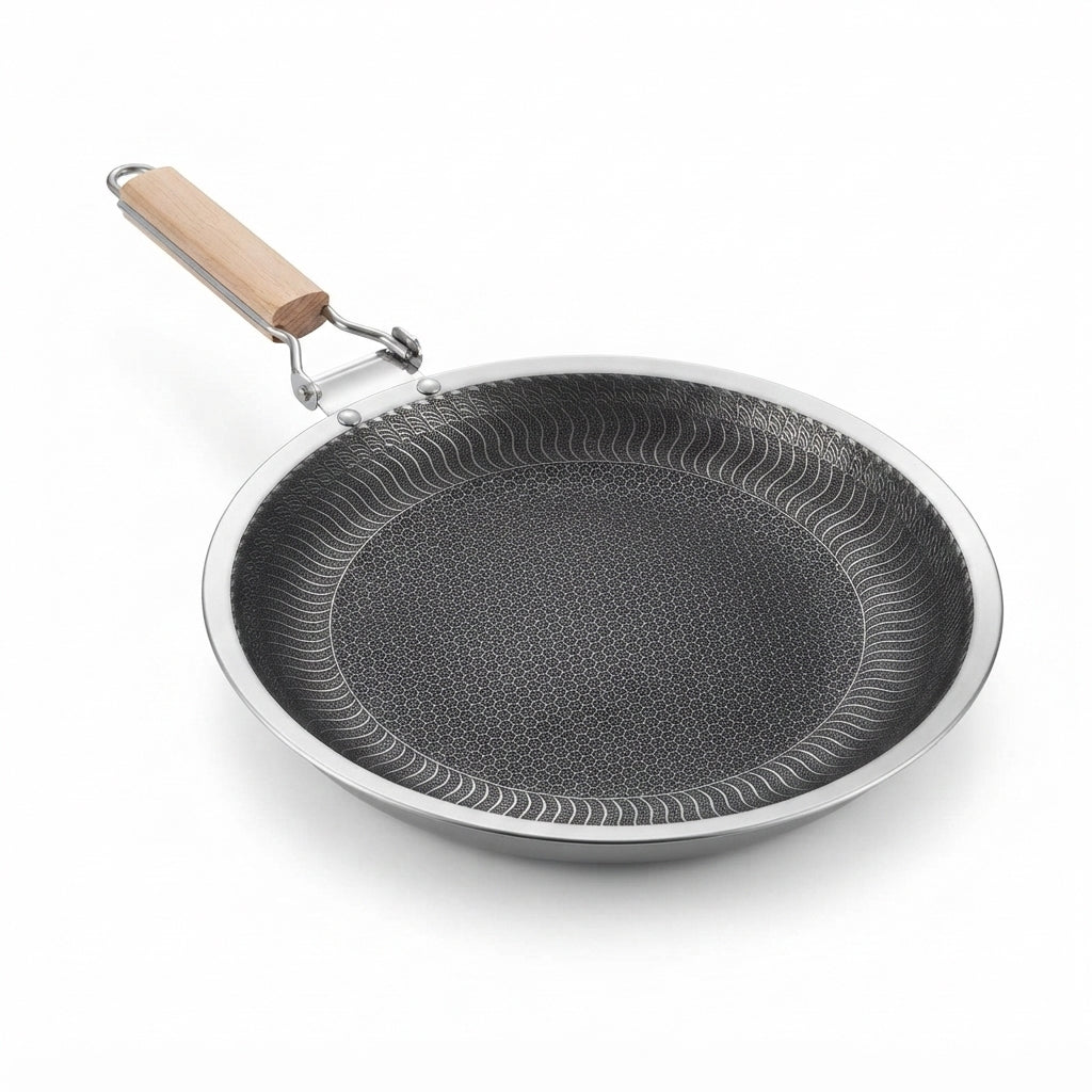 316 HIGH QUALITY HONEY COMB TAWA FOLDING WOODEN HANDLE