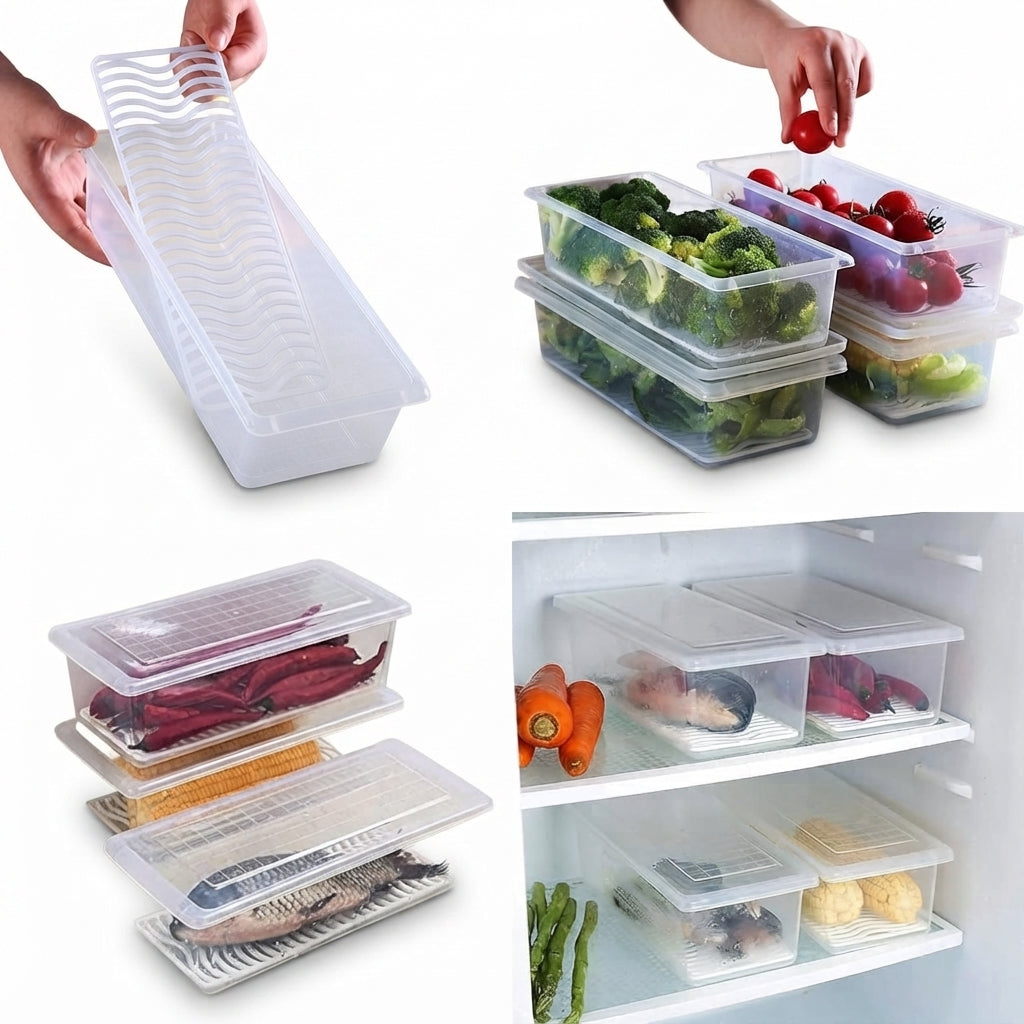 Food Storage Container With Removable Drain Plate And Lid