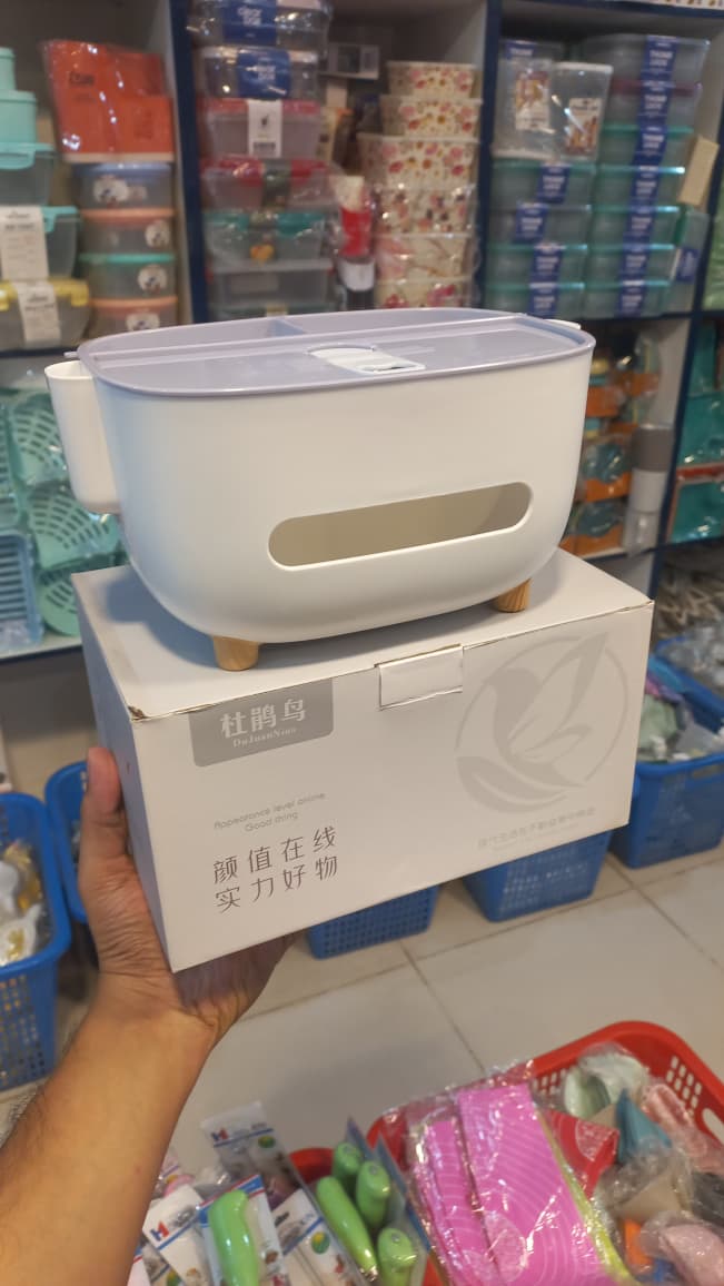 Multifunctional Desk Storage Box with Tissue Holder.