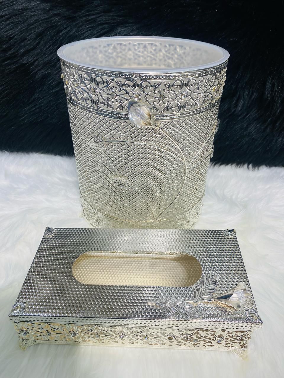 Premium 2pc Tissue Box and Dust Bin