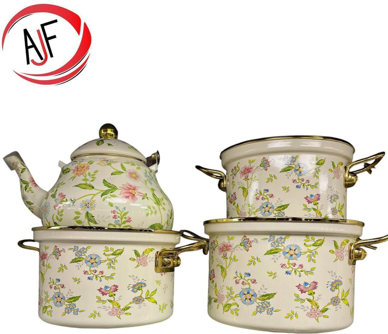 Floral Daam Cheeni 4/5 Piece Cooking Pot Set with Lids