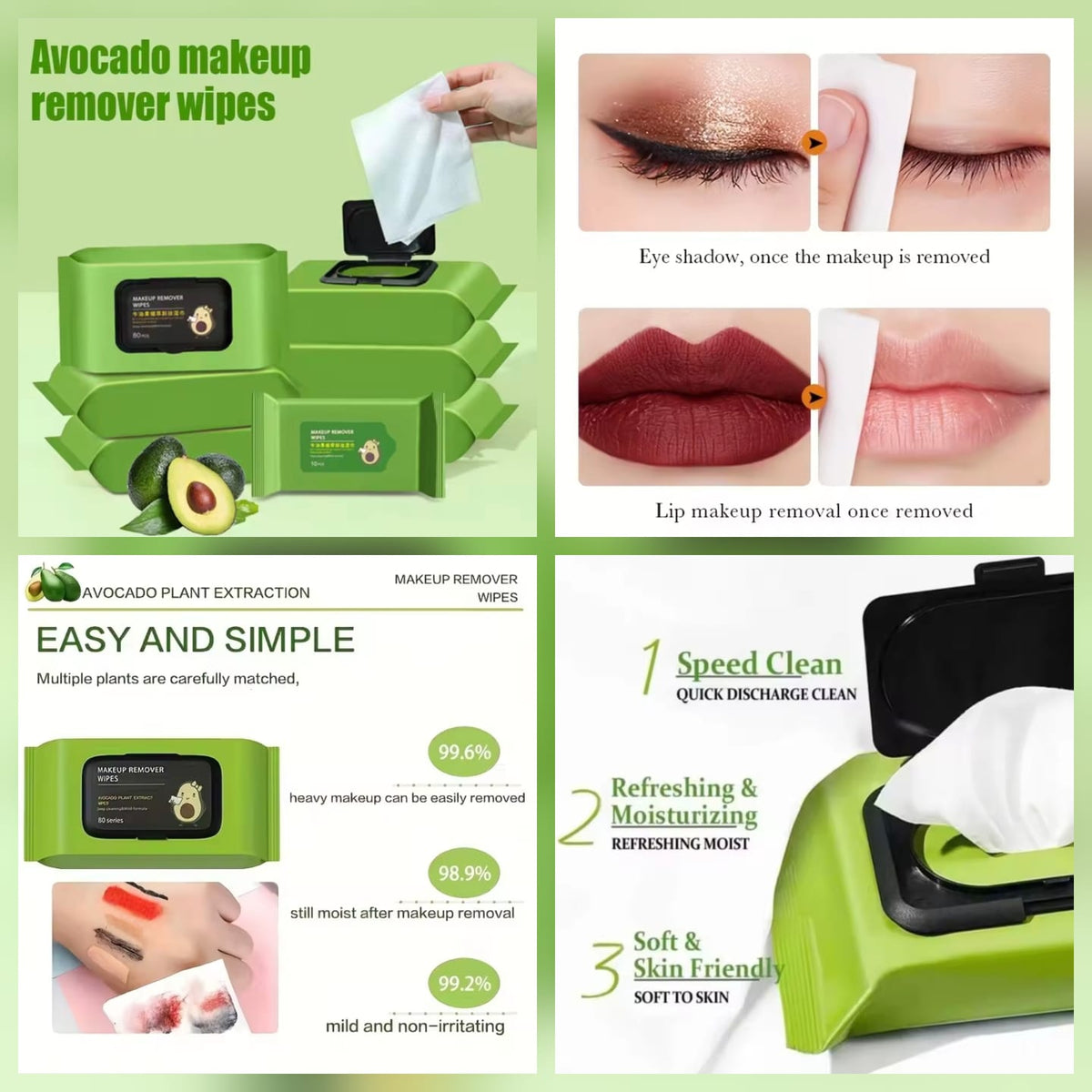 Avocado Extract Hydration & Makeup Remover Wipes