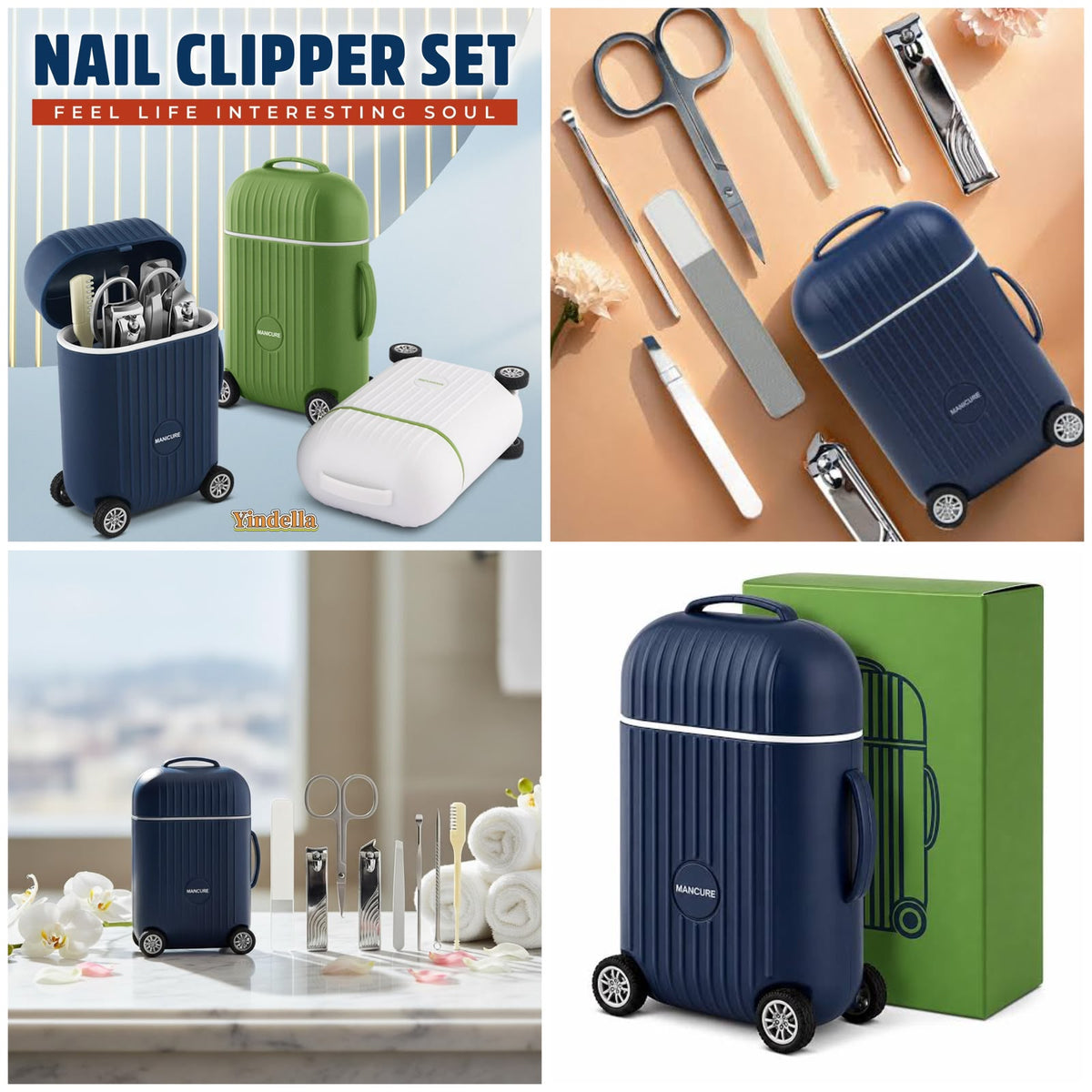 Mini Suitcase Design Stainless Steel Manicure Kit – Portable Travel Grooming Set
