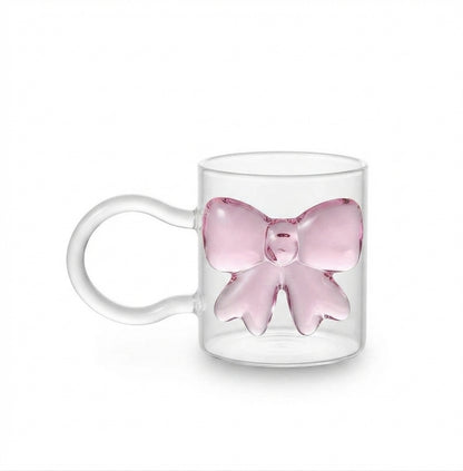Pink Bow-Detailed Glass Mug