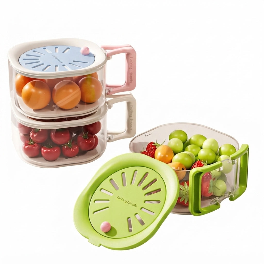 2 In 1 Fruit Strainer Container With Lid