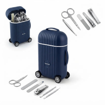 Mini Suitcase Design Stainless Steel Manicure Kit – Portable Travel Grooming Set