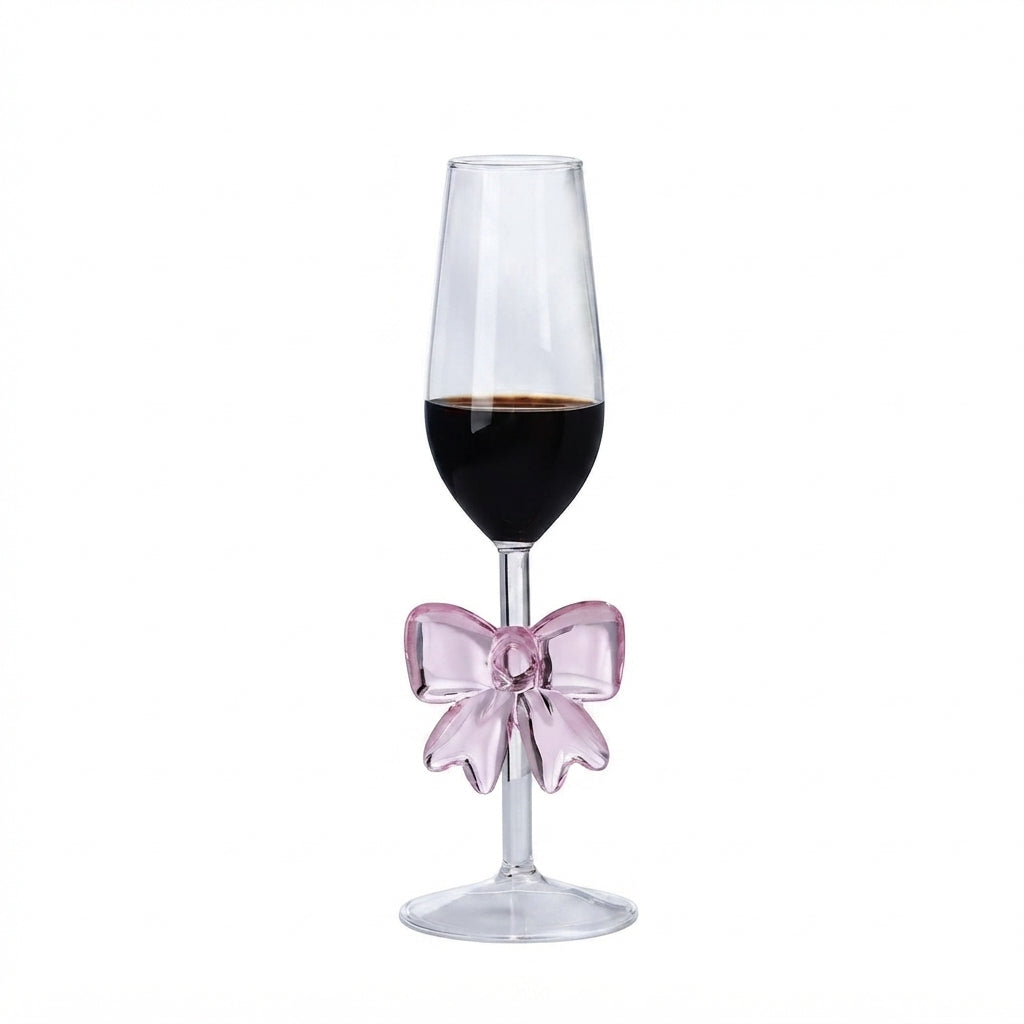 A sophisticated glass flute featuring a charming 3D