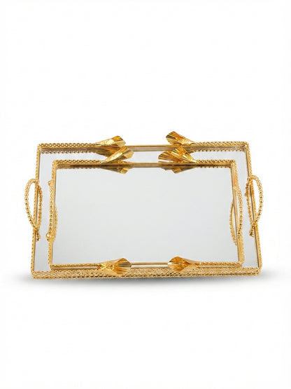 Gilded Mirror Serving Tray Set