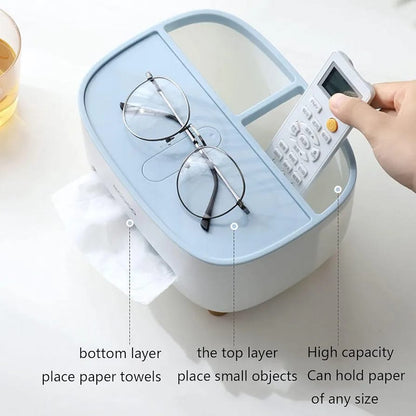 Multifunctional Desk Storage Box with Tissue Holder.