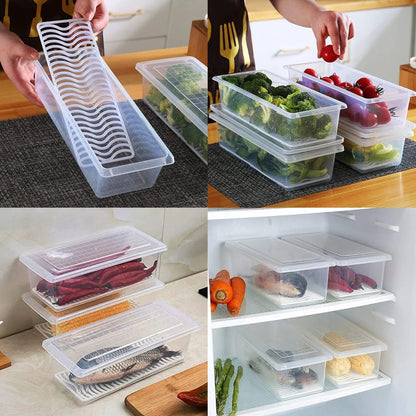 Food Storage Container With Removable Drain Plate And Lid