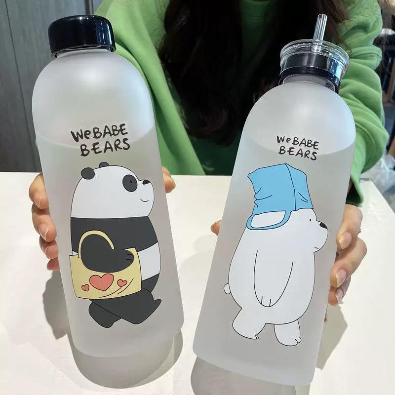 Large Capacity Plastic Straw Cup Cute Summer Water Bottle