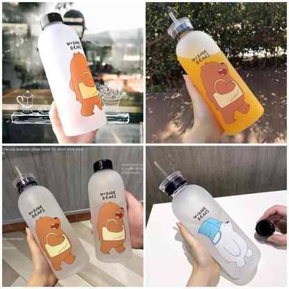Large Capacity Plastic Straw Cup Cute Summer Water Bottle
