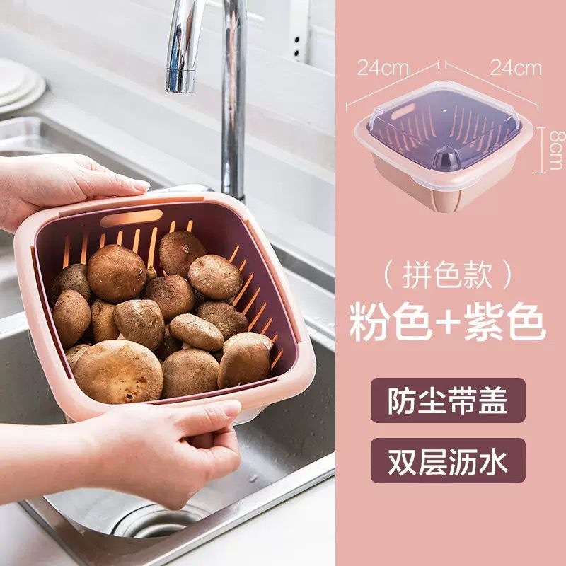 Strainer Basket Double Drain Basket Washing Kitchen