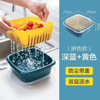 Strainer Basket Double Drain Basket Washing Kitchen