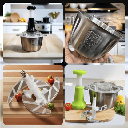 HAND PUSHING CHOPPER STAINLESS STEEL BOWL