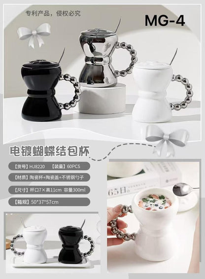 sculpted Ceremic Mugs with Beaded Handles