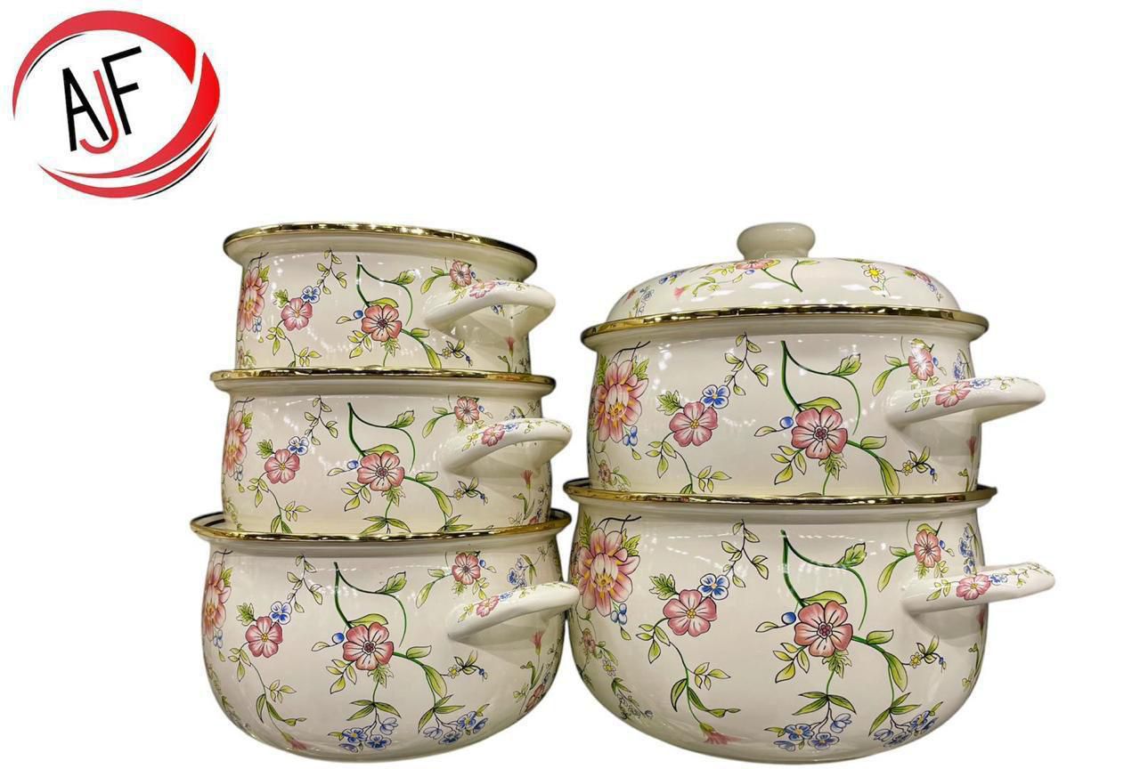Floral Daam Cheeni 4/5 Piece Cooking Pot Set with Lids