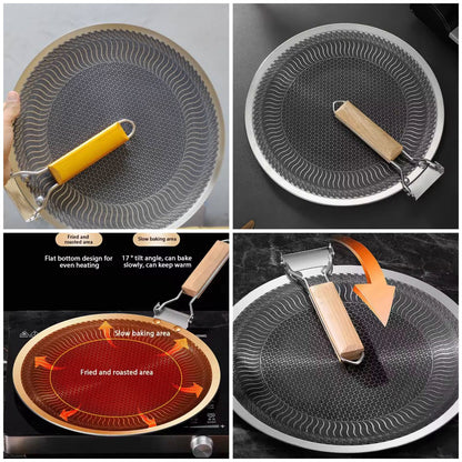 316 HIGH QUALITY HONEY COMB TAWA FOLDING WOODEN HANDLE