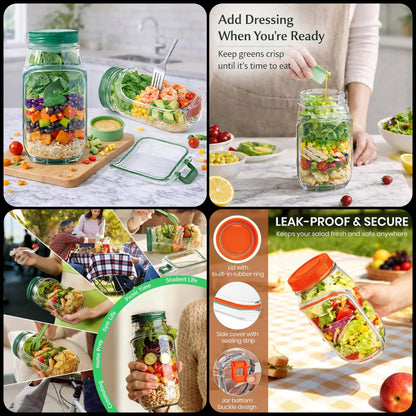 Portable Acrylic Salad Shaker Jar – Fresh Meal Prep Container