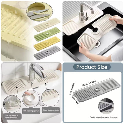 Multi-Functional Silicone Kitchen Sink Splash Guard with Soap & Sponge Holder Tray