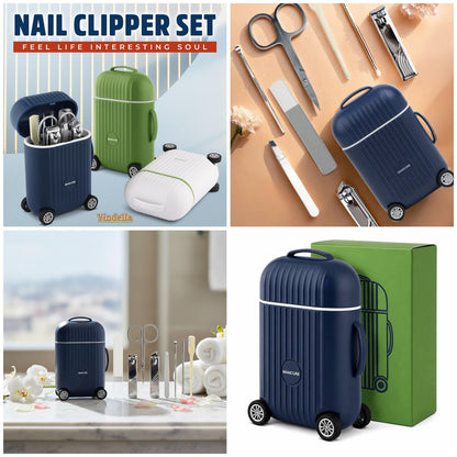 Mini Suitcase Design Stainless Steel Manicure Kit – Portable Travel Grooming Set