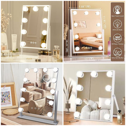 Luxury Hollywood LED Vanity Mirror with 9 Dimmable Bulbs & 3 Light Modes